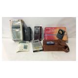 Cassette tape recorders and hand held radios