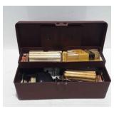 Tool box with hot glue gun and glue gun sticks