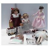 Porcelain dolls, one without stand, Franklin