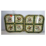 Daher Decorated Ware metal bird decor trays,