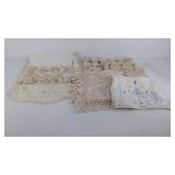 Seven Embroidered, crocheted, tatted dresser