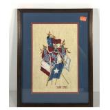 Flag needlepoint, framed and double matted, 16x20
