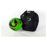 Bowling ball with bag black and green marble