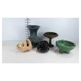 Pottery group, vase, bowls, and Fatty Bee sloth