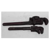 Tools, two pipe wrenches, includes Genuine
