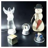 Holiday decor lighted angel, puzzle cube,