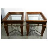 Glass topped coffee tables, 2, damage as shown,