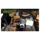 Skid lot: includes bike tires, tools, chainsaw,