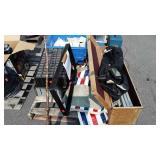 Skid lot: includes cot frames, awning, tool