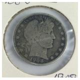 1908 -O barber half dollar