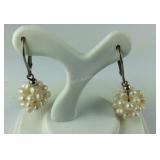 Sterling silver and clustered pearl earrings