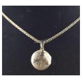 Sterling silver necklace and locket 15in