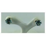 Sterling silver light blue stone stud earrings