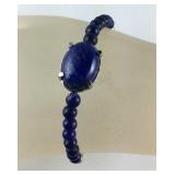 Lapis lazuli bolo bracelet stainless steel