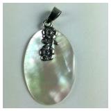 Mother of pearl flower charm pendant sterling