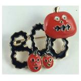 Enameled Halloween goldtone "Boo" brooch