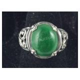 Size 6 Bali Sterling Burmese green jade 5.13ct