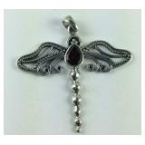Bali Sterling 1.2ct Mozambique garnet dragonfly