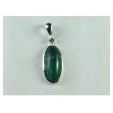Sterling African malachite and white topaz