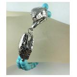 8in blue howlite platinum bond snake head clasp