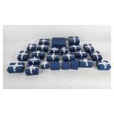 24 jewelry gift boxes, most with ribbons, various