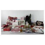 Christmas decor, includes napkins, bathroom floor