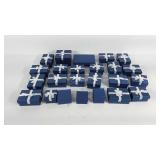 24 jewelry gift boxes, most with ribbons, various