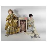 Porcelain dolls, two Franklin Heirloom dolls, one