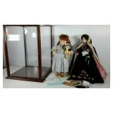 Porcelain dolls with acrylic display case-19 x 19