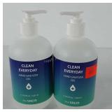 Two bottles of clean everyday hand sanitizer gel