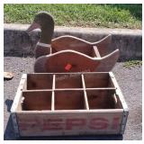2pc Decorative Wood Lot, Pepsi 6 slit Carrier,