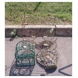 3pc iron works Gardening Decor pieces, tea cart