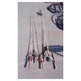 Collection of 6 Vintage Fishing Poles all having
