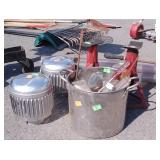 Miscellaneous Hardware lot, stainless pot with