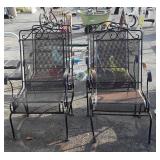 Set of 4 Wrought Iron Spring Rocker Chairs.