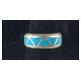Turquoise Band /Ring , 6.4 grams Sterling Silver