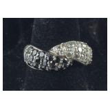 Ring With Clear And Black Stones, 5.3 grams