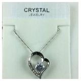 SilverTone Necklace With A Heart Pendant & Clear