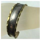 Two Tone Cuff Bracelet Silver And Gold Tone Made
