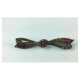 Vintage Pin/ Brooch Shape Like A Bow  With Ruby