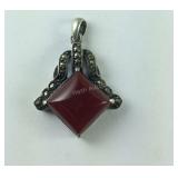 Vintage Pendant With A Carnelian And Marcasties ,