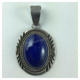 Vintage Blue Lapis Pendant Artist Signed , 6.1