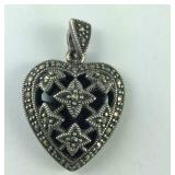 Vintage Heart Pendant With Silver On Black