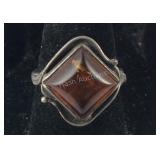 Vintage Amber Ring , 4.2 grams Sterling Silver ,