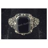 Vintage Black Onyx Ring With Nice Artwork On The