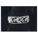 Modern Sterling Silver Band With CZ Stones , 3.1