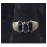 Sterling Silver Ring With Amethyst Stone, 2.8