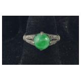Vintage Ring With A Green Round Stone , 2.8 grams