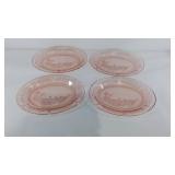 Pink Depression Glass, Rose of Sharon, four oval