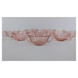 Pink Depression Glass, Rose of Sharon, eight